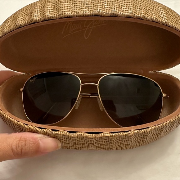 Maui Jim Mavericks Gold Aviator Polarized Sunglasses